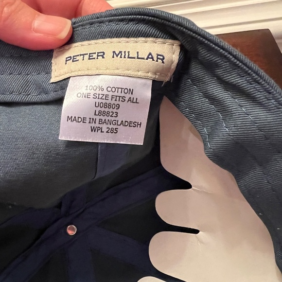 NWT‎ Peter Millar Breaker Blue Raleigh Embroidered Script Baseball Cap Hat O/S - Picture 4 of 5